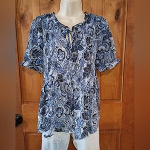 Ninety Blue and Black Paisley Blouse